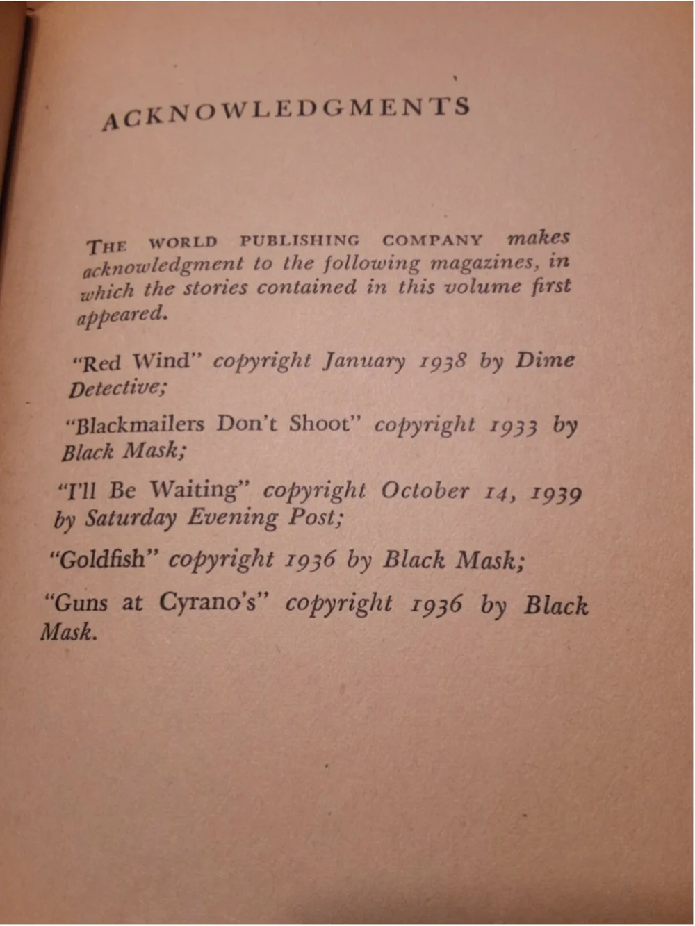 Red Wind: A Collection of Short Stories Raymond Chandler hardcover W/jacket